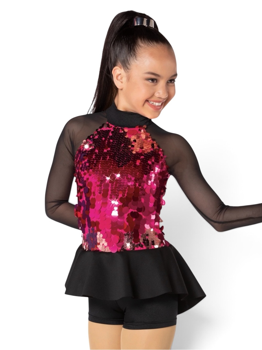 Weissman Straight Up Peplum Sequin Tap Jazz Dance Costume 14457 & Hair Accessory